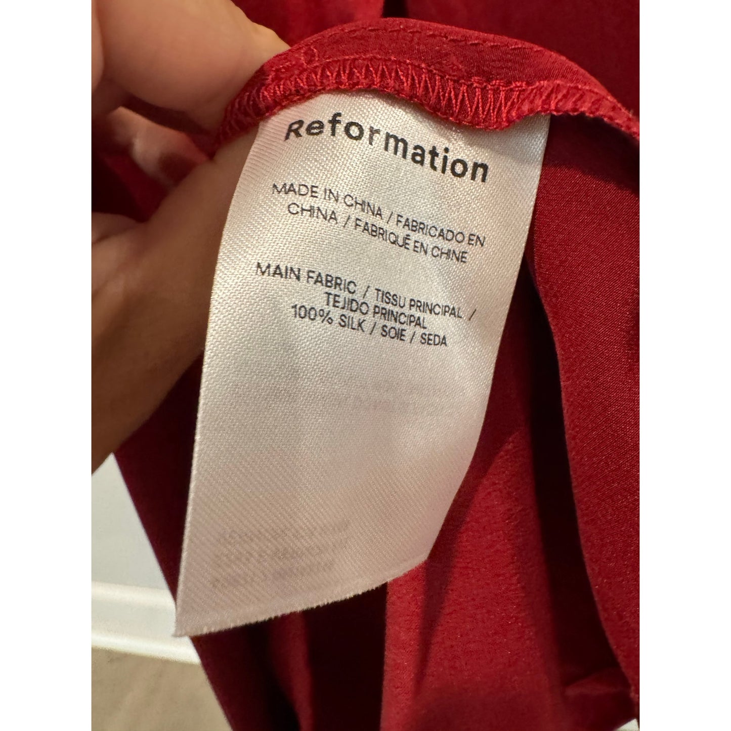 REFORMATION Frankie Silk Maxi Dress in a Vibrant Red with Rosette Size 6