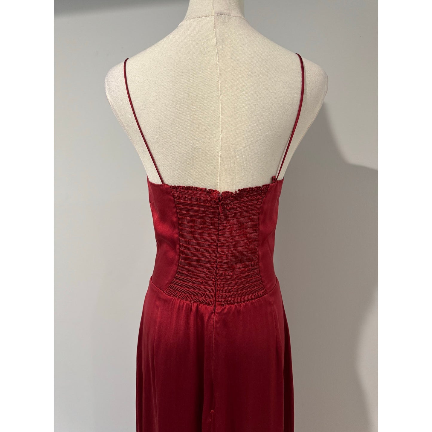 REFORMATION Frankie Silk Maxi Dress in a Vibrant Red with Rosette Size 6
