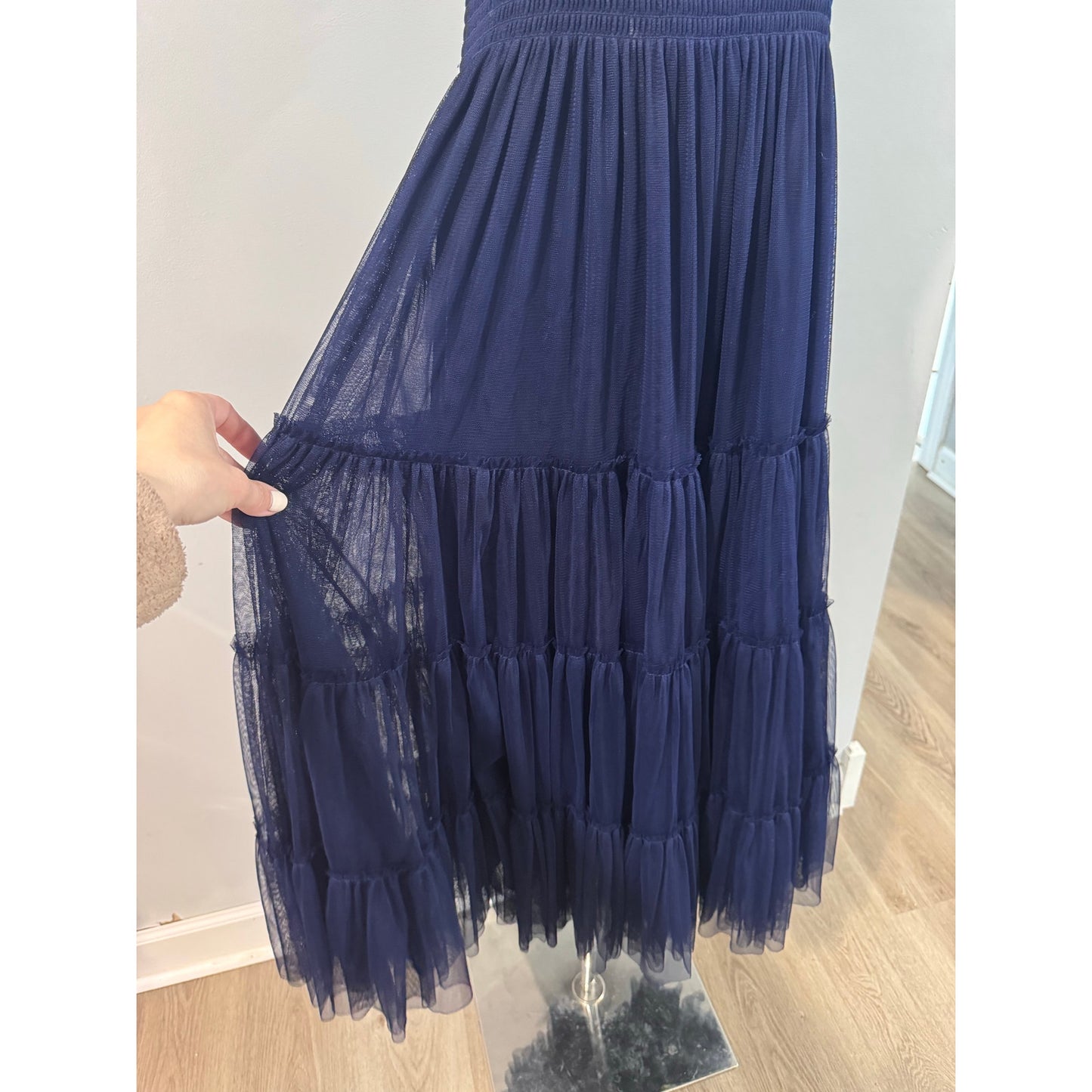 Hill House Home The Nap Dress Navy Blue Sheer Tulle Collector's Edition Size S