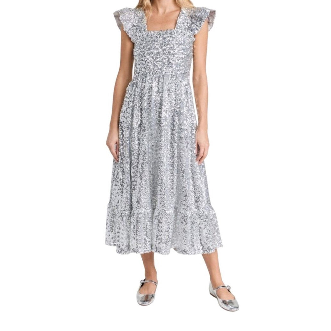 Hill House Home The Ellie Nap Dress Silver Sequin Collectors Edition Size Small