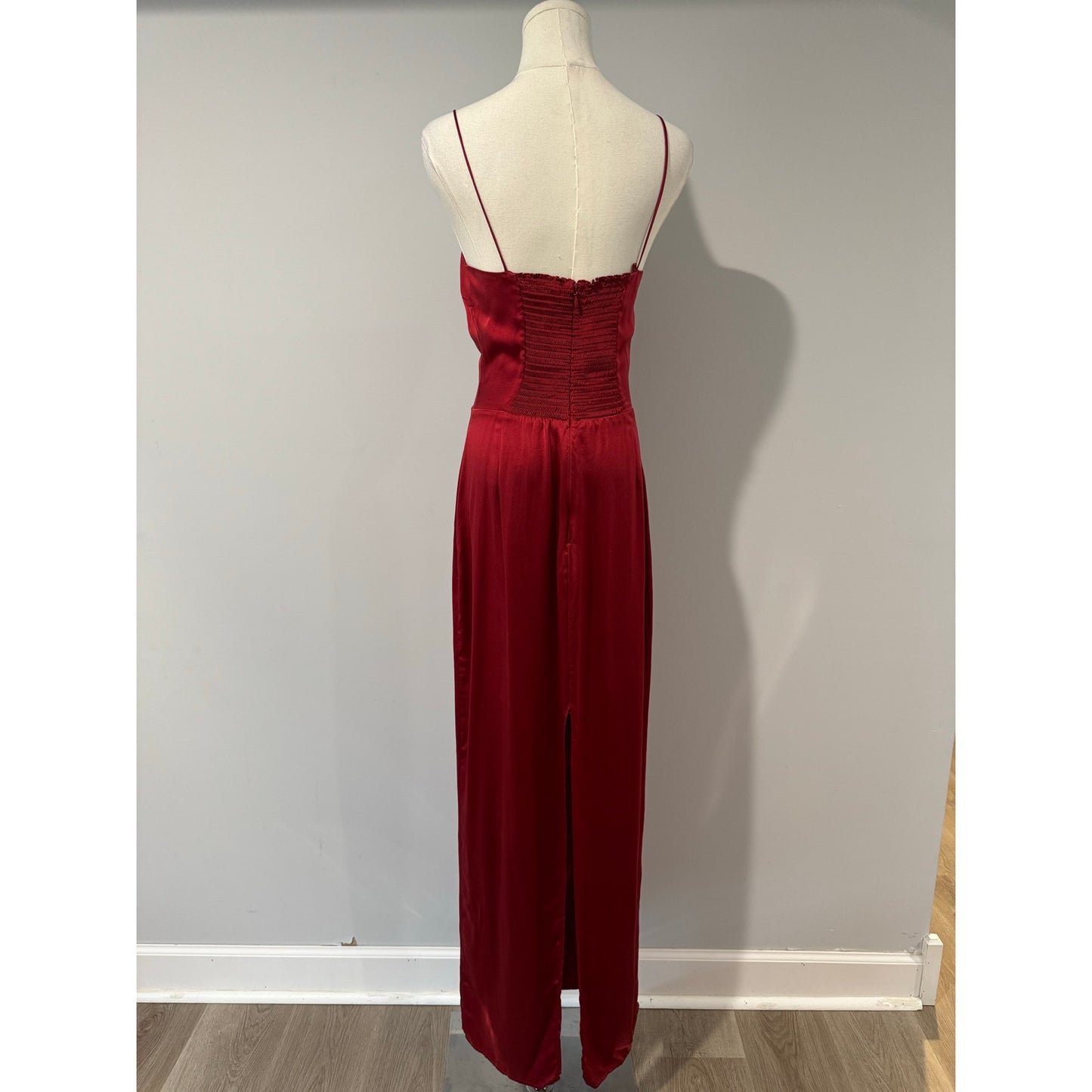 REFORMATION Frankie Silk Maxi Dress in a Vibrant Red with Rosette Size 6