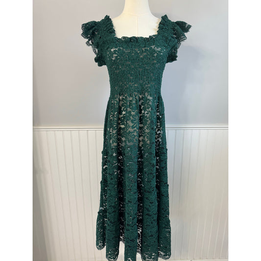 Hill House Home The Lace Nap Dress Collector's Ed Botanical Garden Green Size Sm