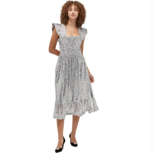 Hill House Home The Ellie Nap Dress Silver Sequin Collectors Edition Size Small