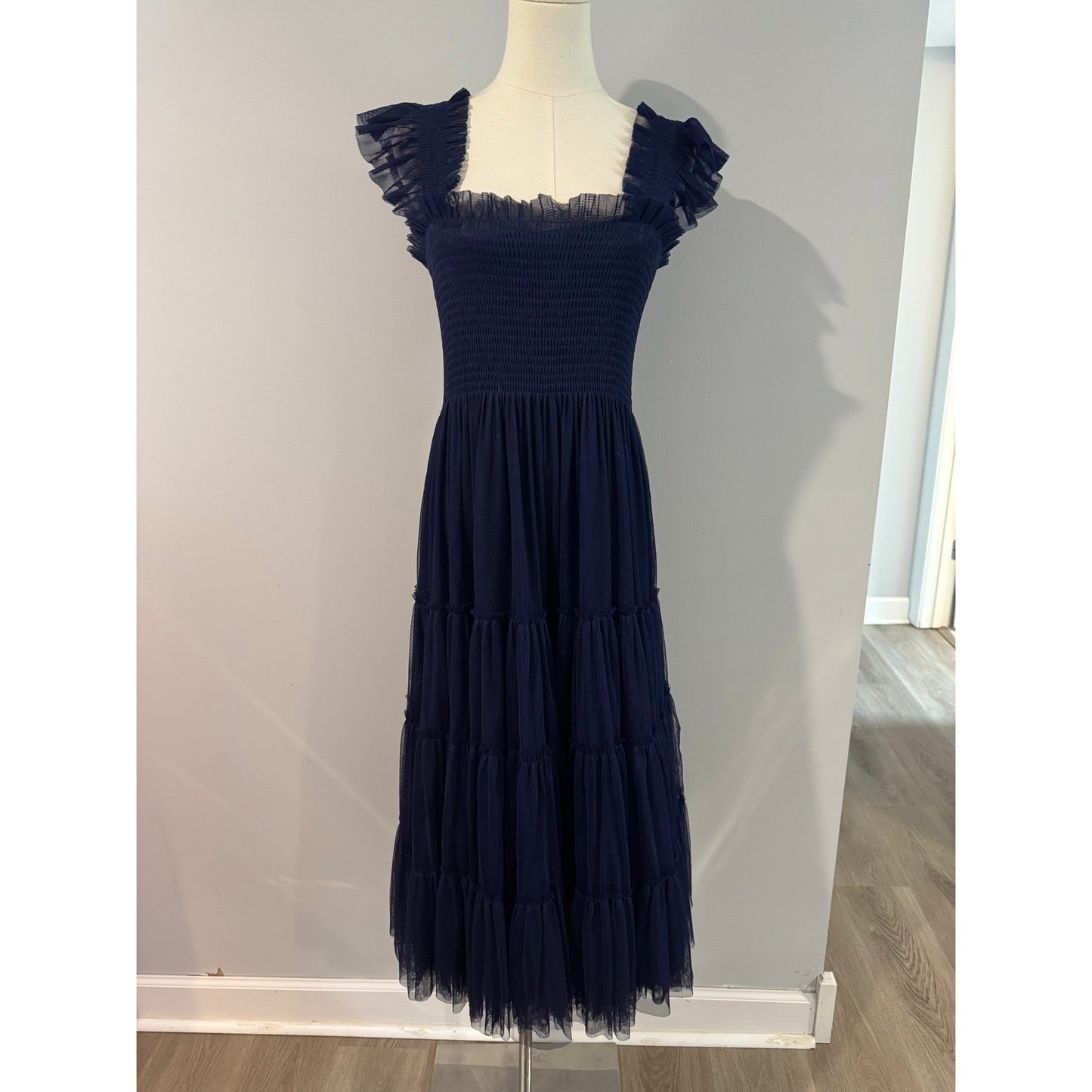 Hill House Home The Nap Dress Navy Blue Sheer Tulle Collector's Edition Size S