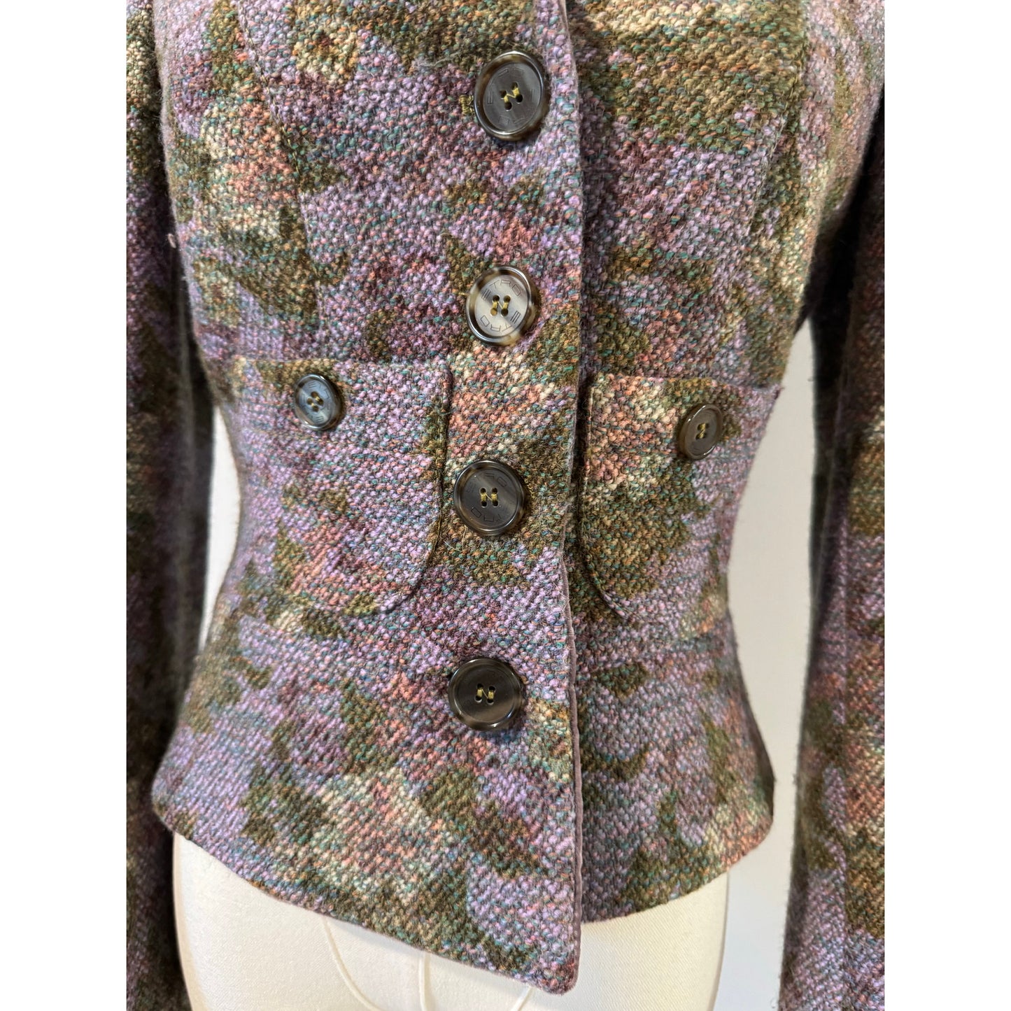 Etro Tweed Wool-Blend Floral Blazer with Velvet Collar Size XS – Tailored Jacket