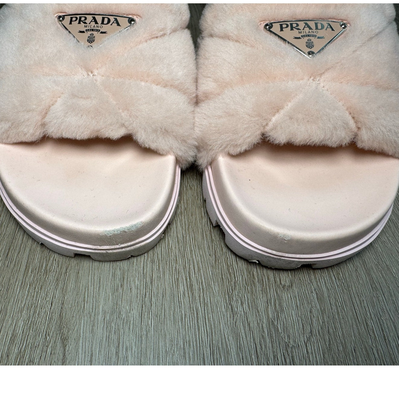 Prada Shearling Slides Orchid Pink Size 40.5 – Fuzzy Designer Sandals