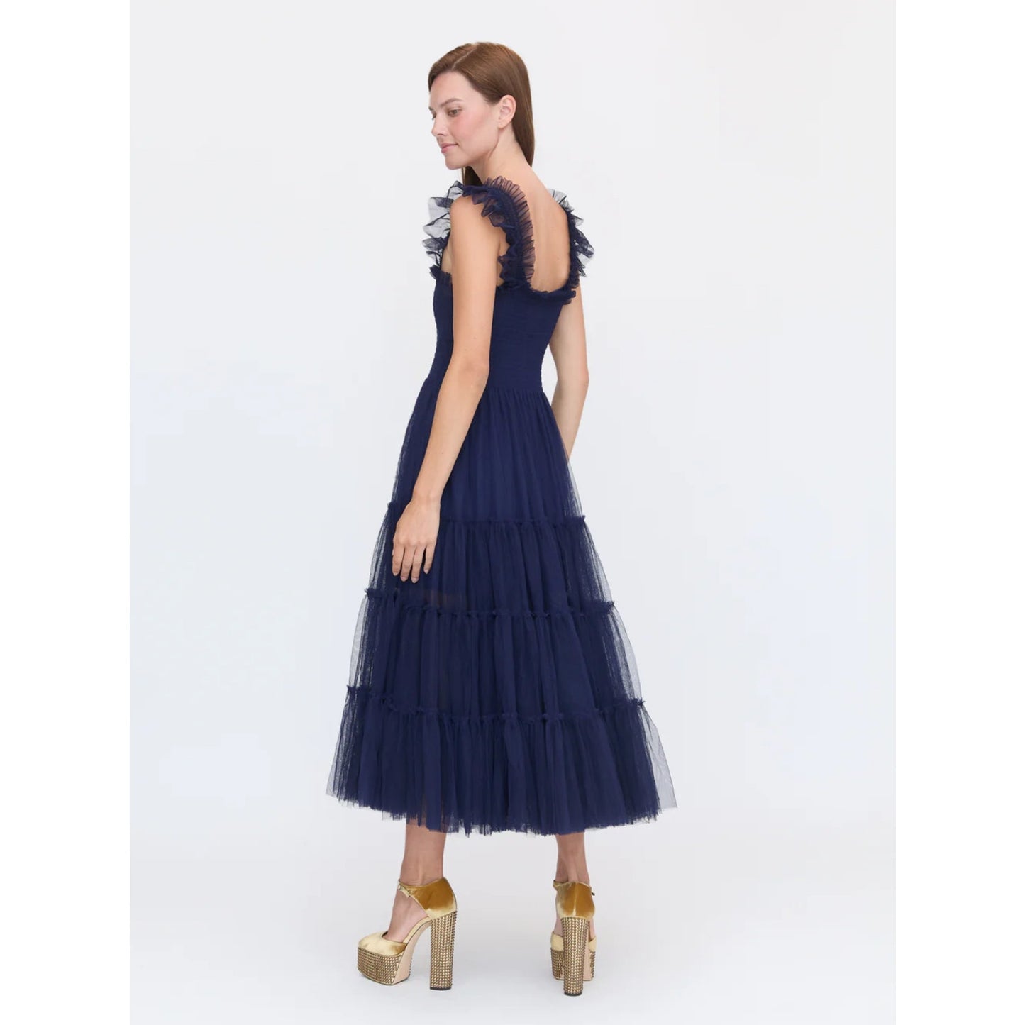 Hill House Home The Nap Dress Navy Blue Sheer Tulle Collector's Edition Size S