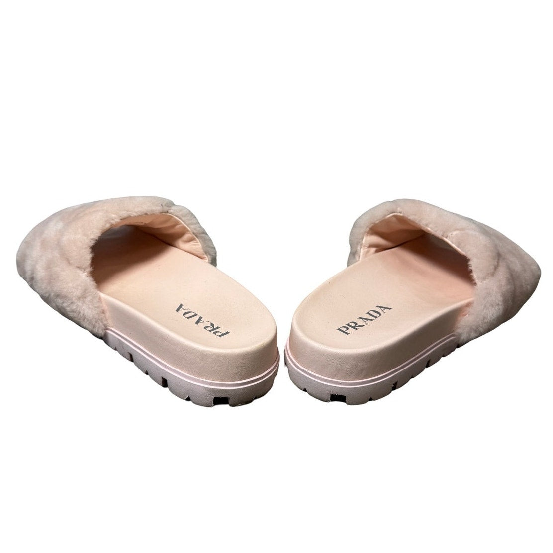 Prada Shearling Slides Orchid Pink Size 40.5 – Fuzzy Designer Sandals